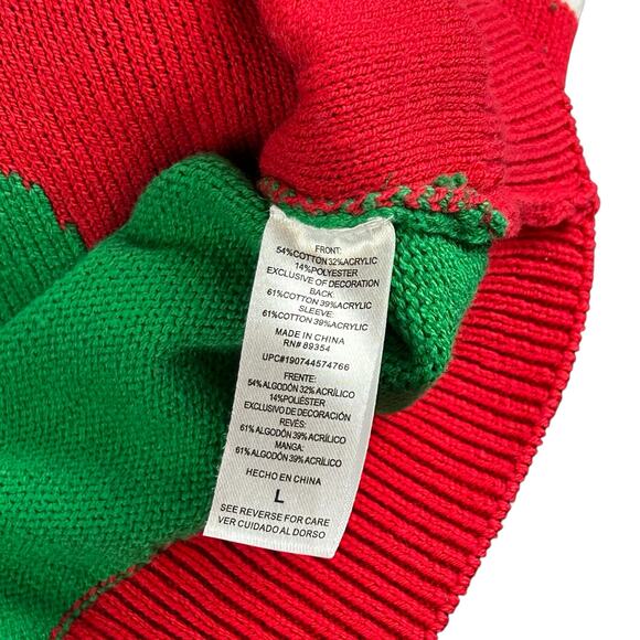 To Be Jolly Holiday Pullover Women Size Large Red Green White Elf Ugly Sweater - Picture 10 of 13
